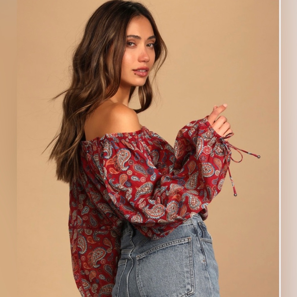 NWOT Free People sundown paisley bodysuit combo Sz small P oversized fit